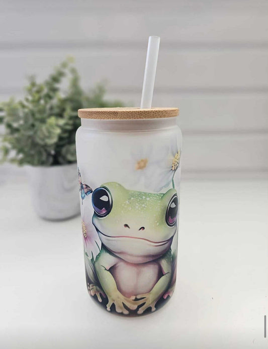Verre givré- grenouille
