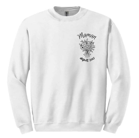 Chandail coton ouaté - Maman fleurs